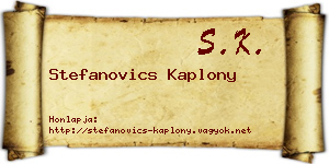 Stefanovics Kaplony névjegykártya